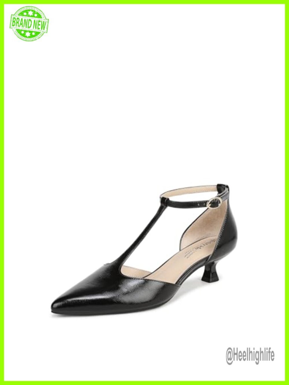 Women's Kitten Heel T-Strap Pump Pointed Toe Buckle Comfort Business Casual
